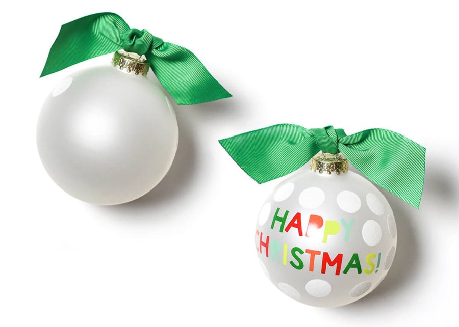 Ornaments Coton Colors by Laura Johnson | Happy Christmas Dot Glass Ornament