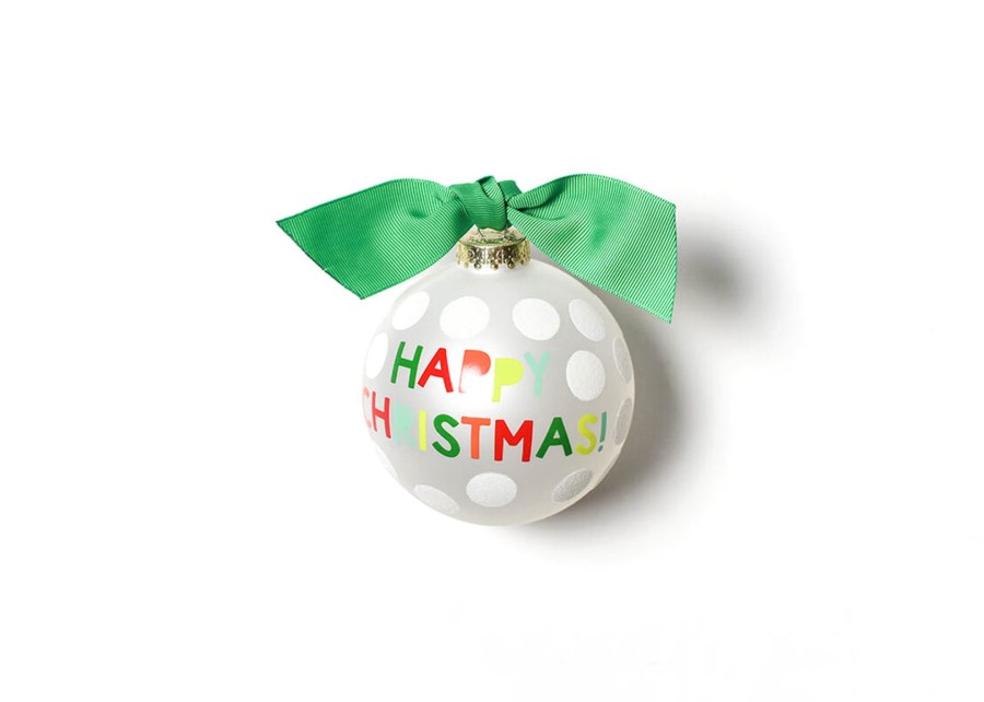 Ornaments Coton Colors by Laura Johnson | Happy Christmas Dot Glass Ornament