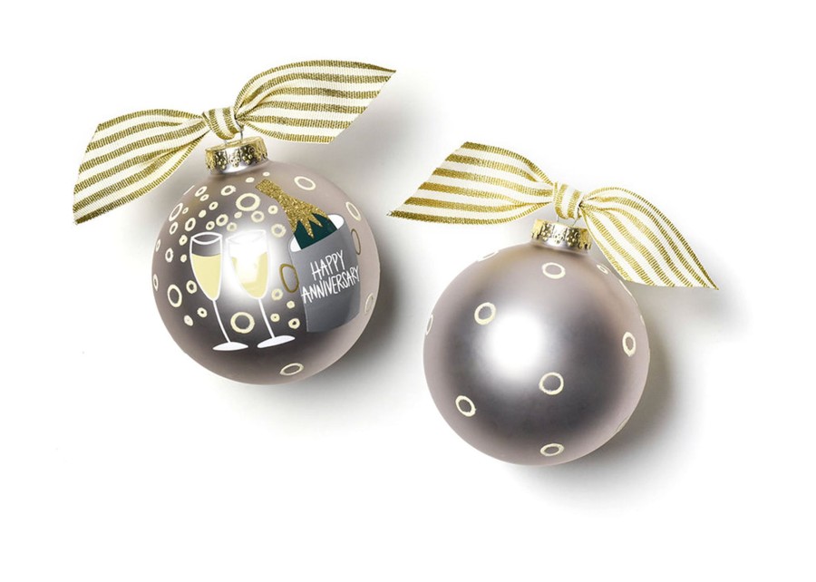 Ornaments Coton Colors by Laura Johnson | Happy Anniversary Glass Ornament