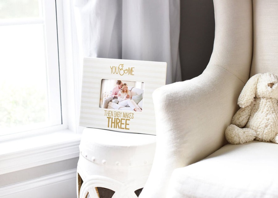 Commemorative Keepsakes Coton Colors by Laura Johnson | You & Me Then Baby Makes Three Stripe Frame