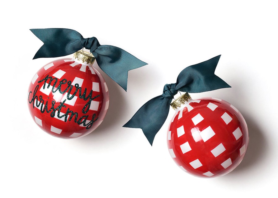 Ornaments Coton Colors by Laura Johnson | Merry Christmas Gingham Glass Ornament