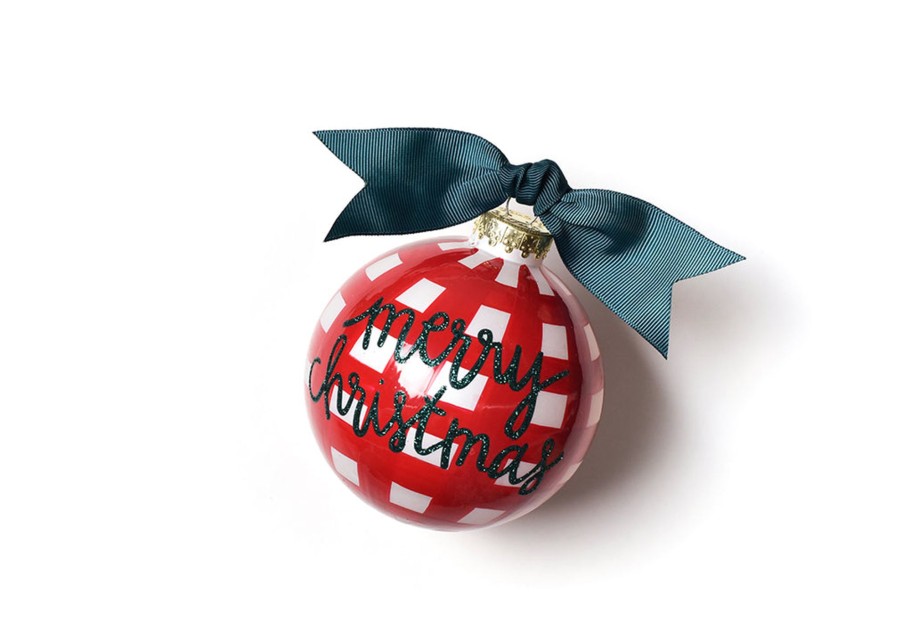 Ornaments Coton Colors by Laura Johnson | Merry Christmas Gingham Glass Ornament