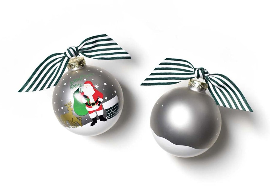 Ornaments Coton Colors by Laura Johnson | Santa On The Rooftop Glass Ornament