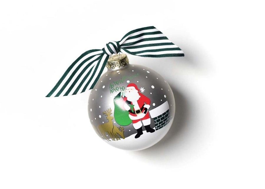 Ornaments Coton Colors by Laura Johnson | Santa On The Rooftop Glass Ornament