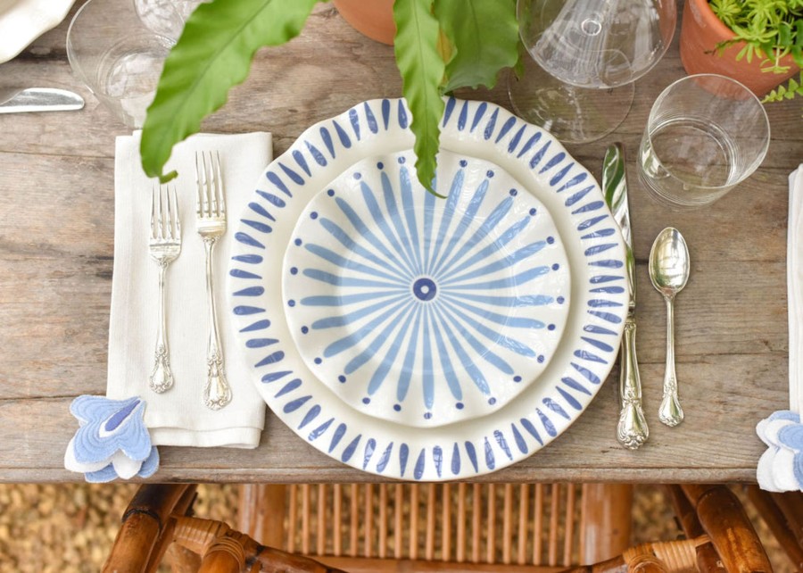 Tabletop Coton Colors by Laura Johnson | Iris Blue Drop Ruffle Dinner Plate