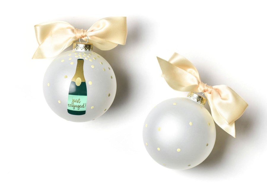 Ornaments Coton Colors by Laura Johnson | Just Engaged Champagne Pop Glass Ornament