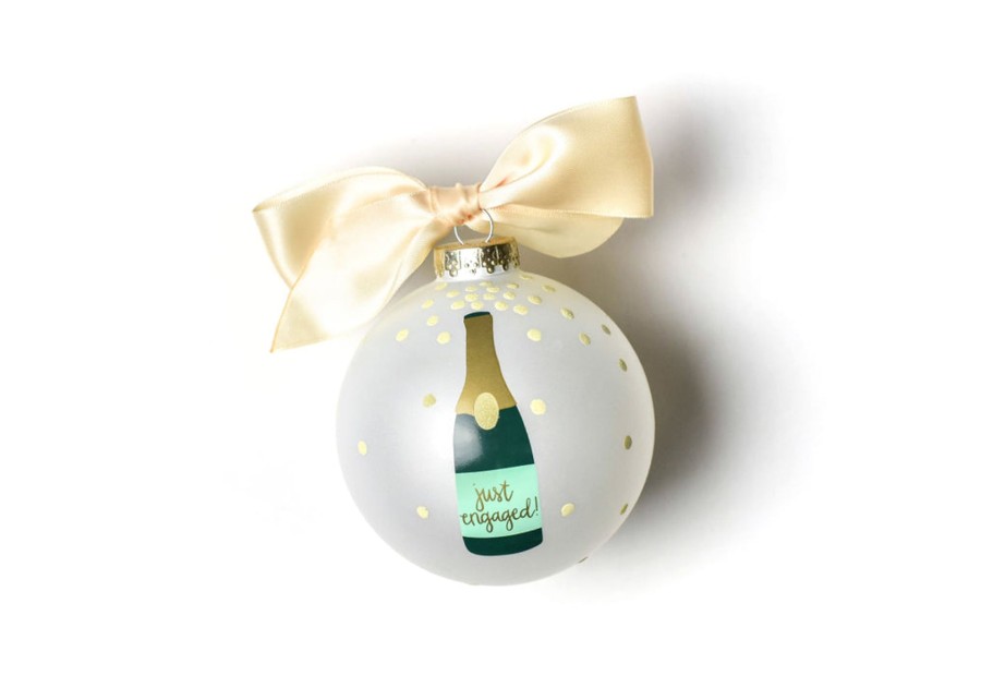 Ornaments Coton Colors by Laura Johnson | Just Engaged Champagne Pop Glass Ornament