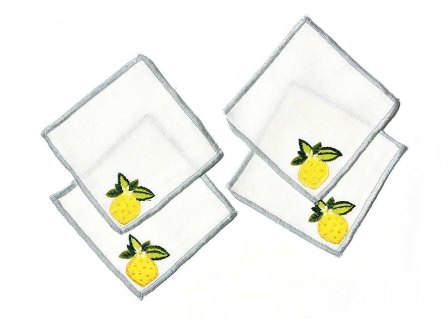 Entertaining Coton Colors by Laura Johnson | Lemon Citrus Cocktail Napkins, Set Of 4