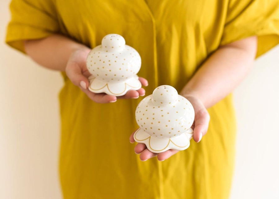 Entertaining Coton Colors by Laura Johnson | Deco Gold Scallop Salt And Pepper Set