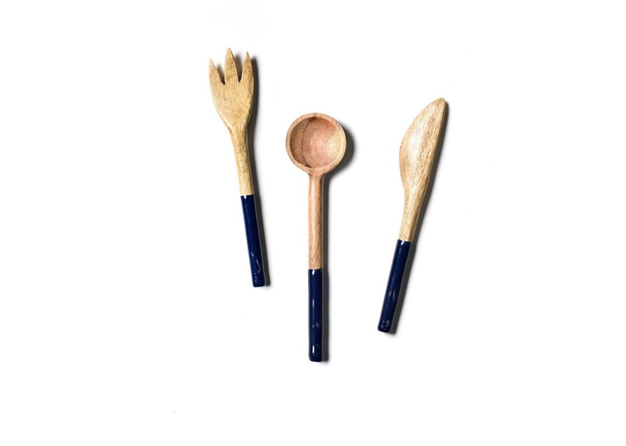 Entertaining Coton Colors by Laura Johnson | Fundamentals Navy Wood Appetizer Utensils, Set Of 3