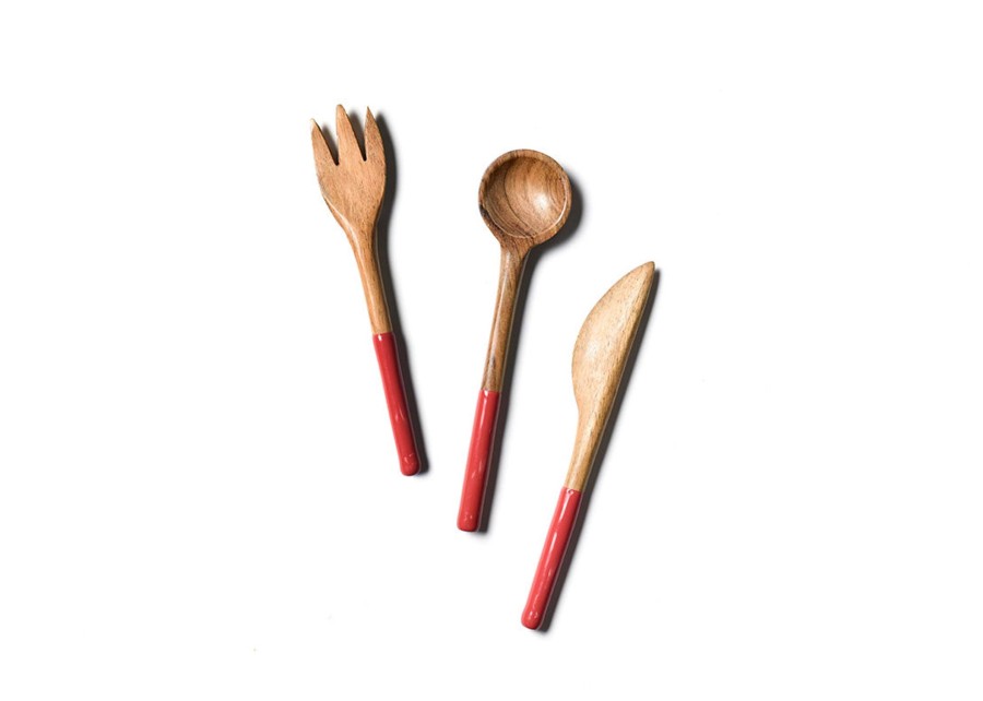 Entertaining Coton Colors by Laura Johnson | Fundamentals Red Wood Appetizer Utensils, Set Of 3