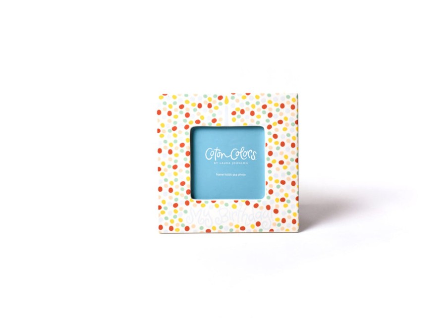 Commemorative Keepsakes Coton Colors by Laura Johnson | Blue Small Dot Birthday Square Frame