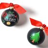 Ornaments Coton Colors by Laura Johnson | Happy Holidays Cutting Down The Tree Glass Ornament