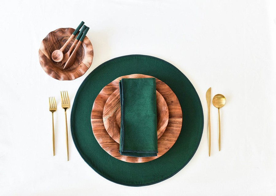 Tabletop Coton Colors by Laura Johnson | Pine Color Block Round Placemat Set Of 4