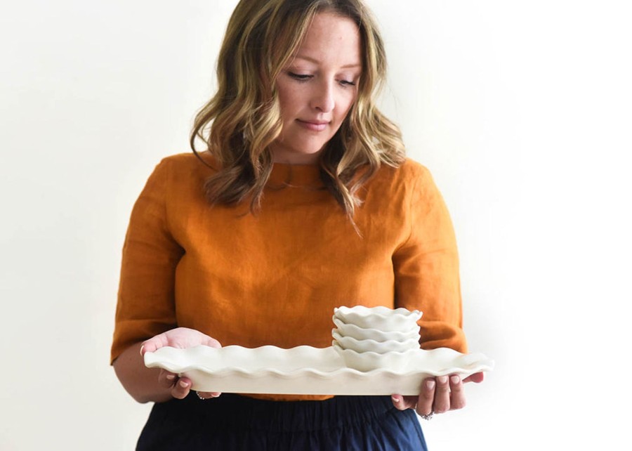 Entertaining Coton Colors by Laura Johnson | Signature White Ruffle Skinny Tray