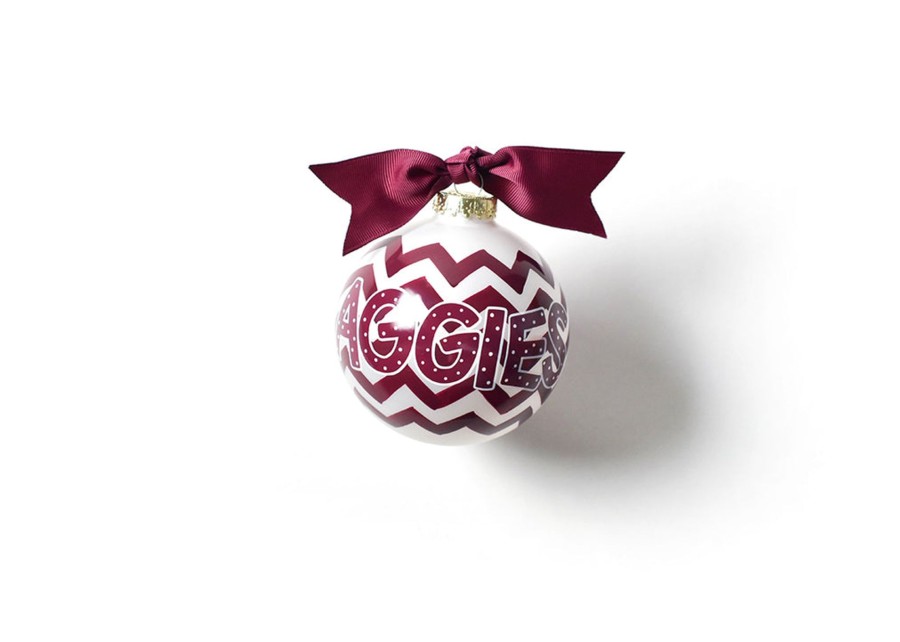 Ornaments Coton Colors by Laura Johnson | Texas A&M Chevron Glass Ornament